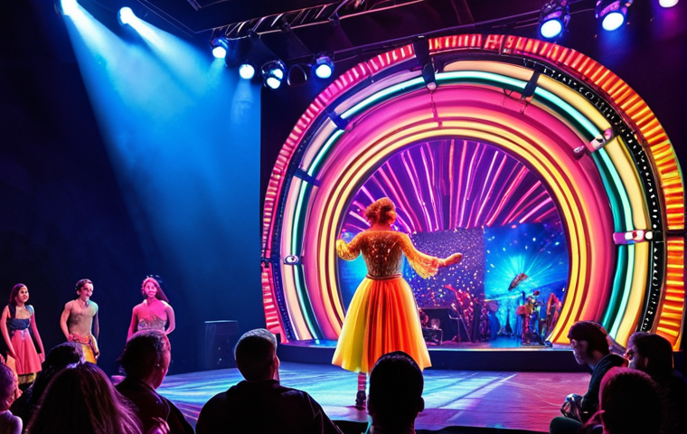 **A vibrant musical stage with two artists of different genres collaborating, bathed in colorful lights, capturing the excitement of the audience and the synergy between the performers.** (Focus: Stage Performance, Collaboration, Excitement)