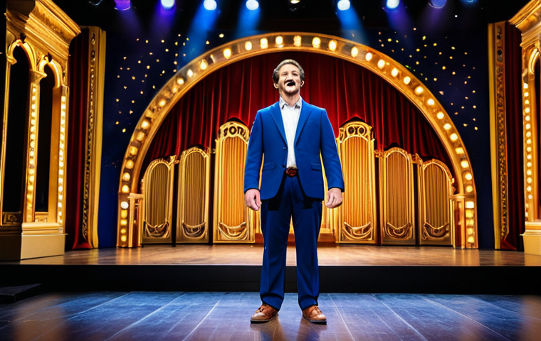 **

"A professional stage actor, fully clothed in appropriate attire, performing a song on a brightly lit musical theatre stage. He has perfect anatomy, correct proportions, and a natural pose. The background shows a detailed theatre set. Safe for work, appropriate content, professional, modest, family-friendly."

**