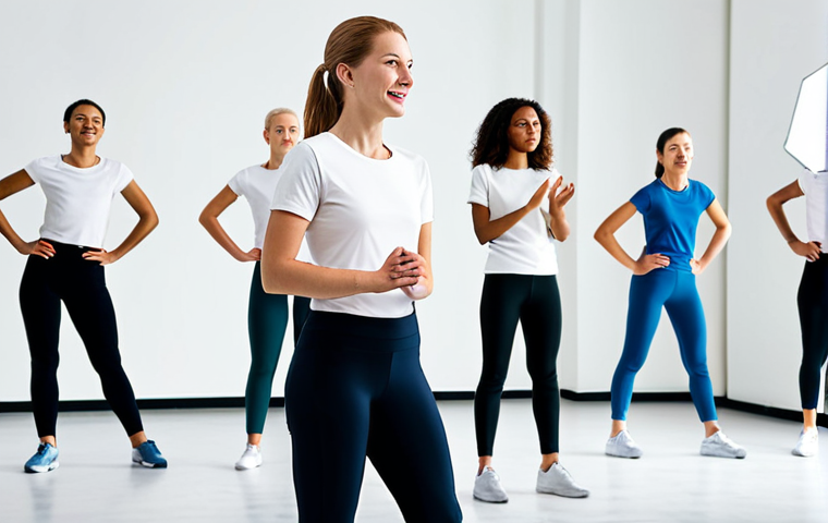 뮤지컬 배우의 연기력 향상 훈련 - **

"A drama student in appropriate attire practicing body posture in a classroom setting. Fully clo...