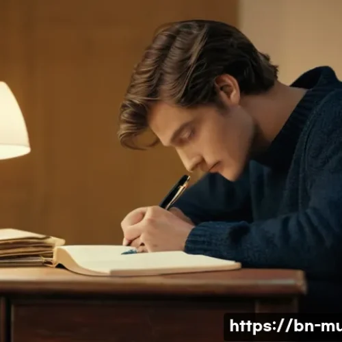 뮤지컬 배우의 작품 이해와 캐릭터 분석 - **Prompt:** "A young, thoughtful actor, dressed in a comfortable yet stylish long-sleeved sweater an...